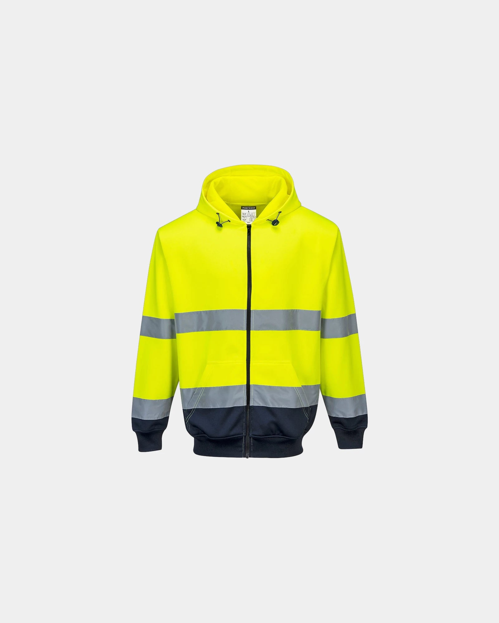 Felpa con cappuccio bicolore 300 g/m² da personalizzare - Giallo-Blu Navy